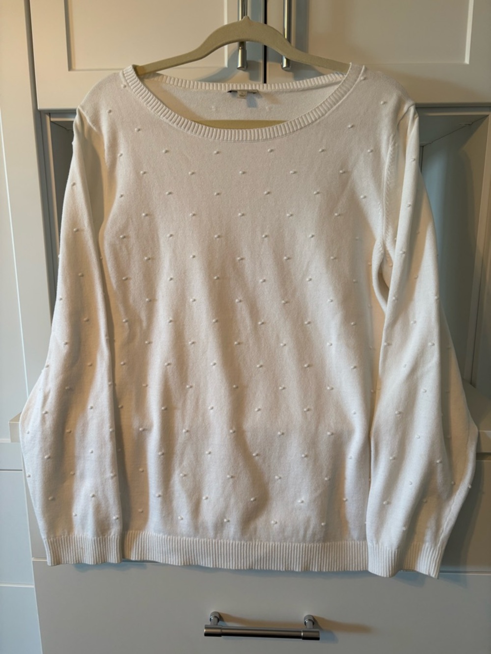 Talbots Cream Crewneck Sweater with Raised Dot Texture